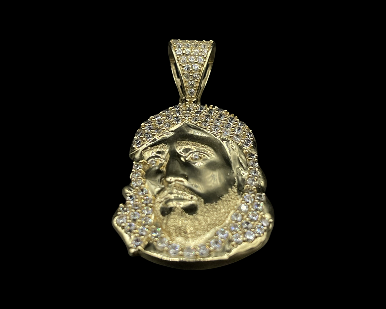 CZ Jesus Head Pendant