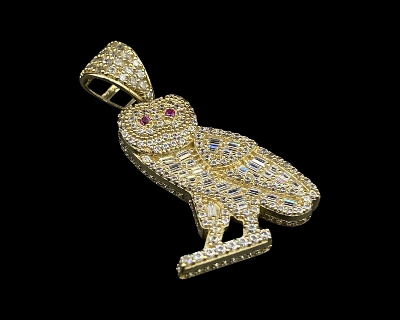 CZ Owl Baguette Pendant