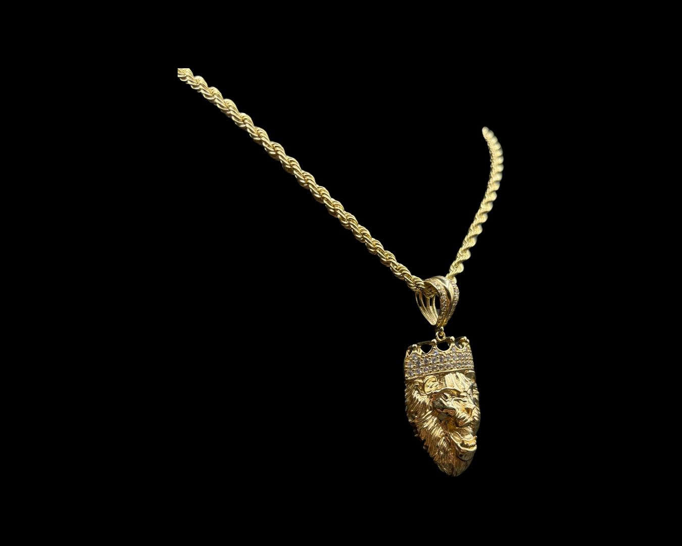 14K Rope chain With Lion King Pendant