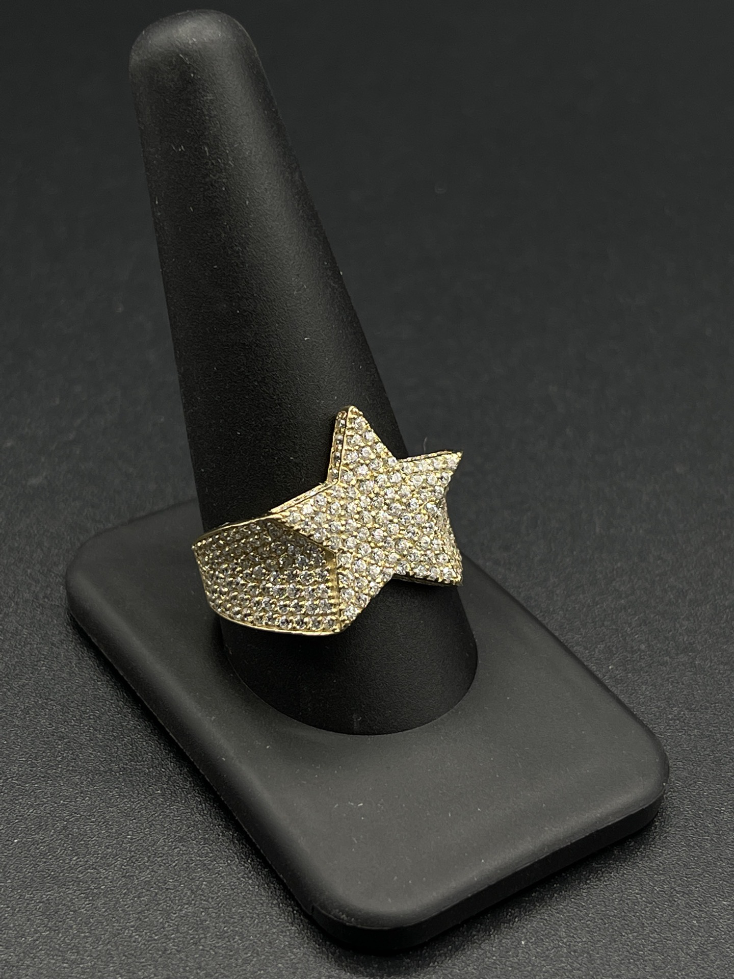 14K CZ STAR Mens Ring