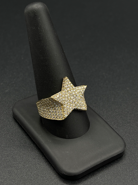 14K CZ STAR Mens Ring