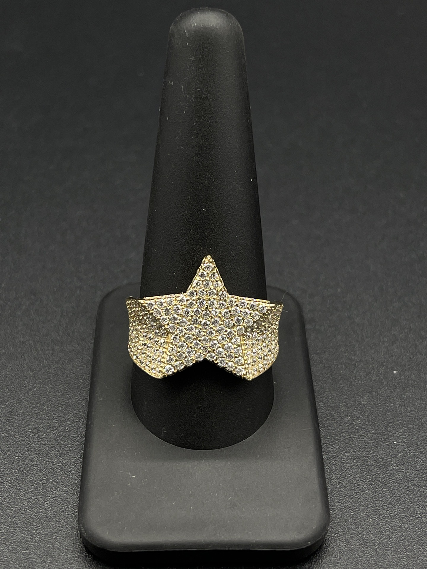 14K CZ STAR Mens Ring