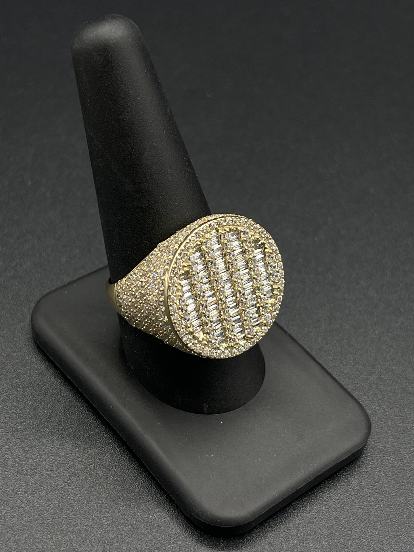 14K Mens Cz Baguette Ring