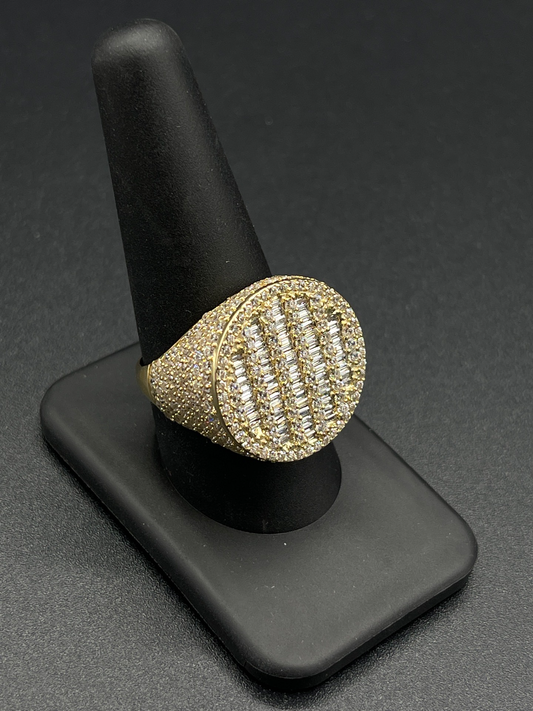 14K Mens Cz Baguette Ring