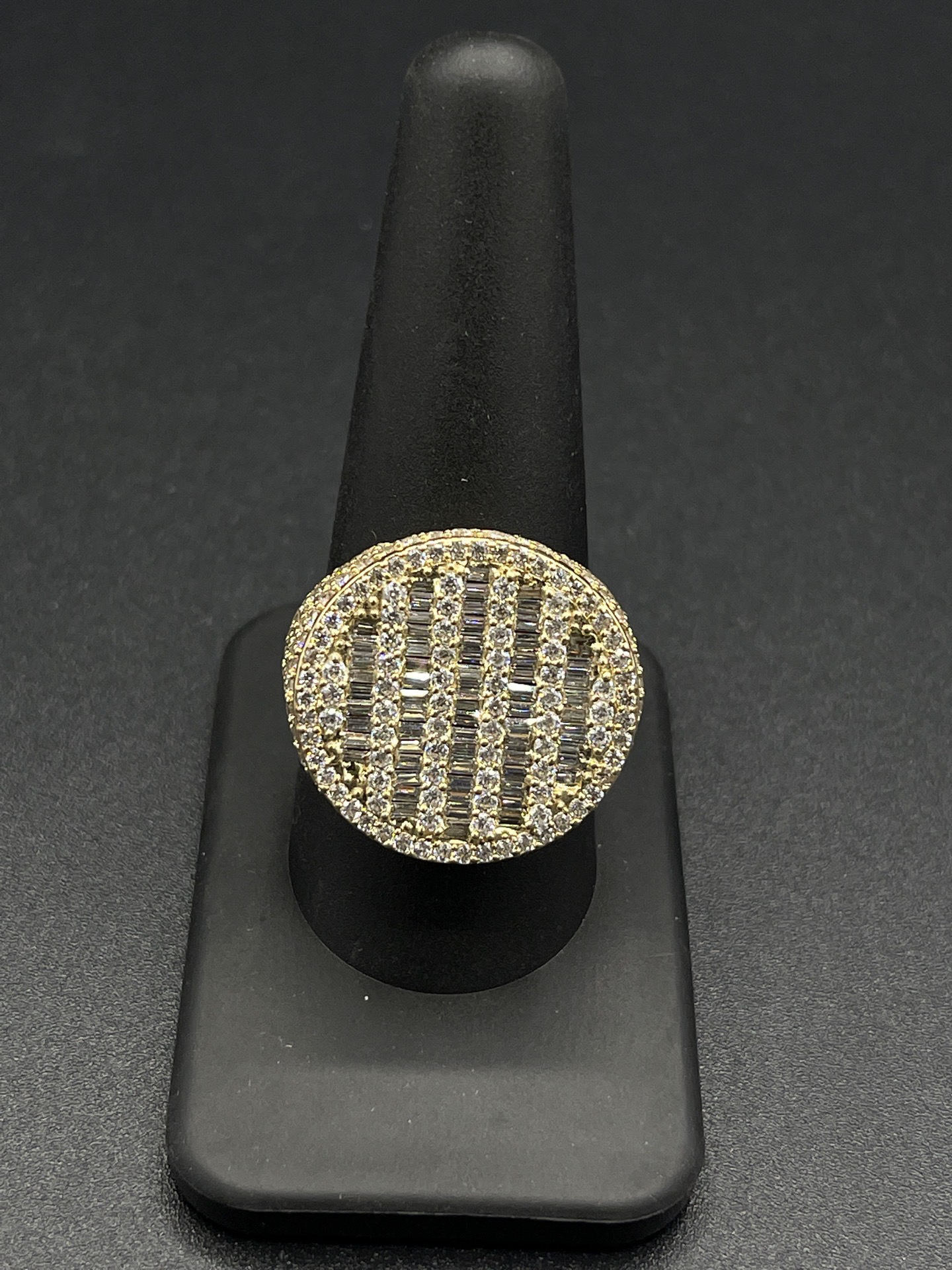 14K Mens Cz Baguette Ring