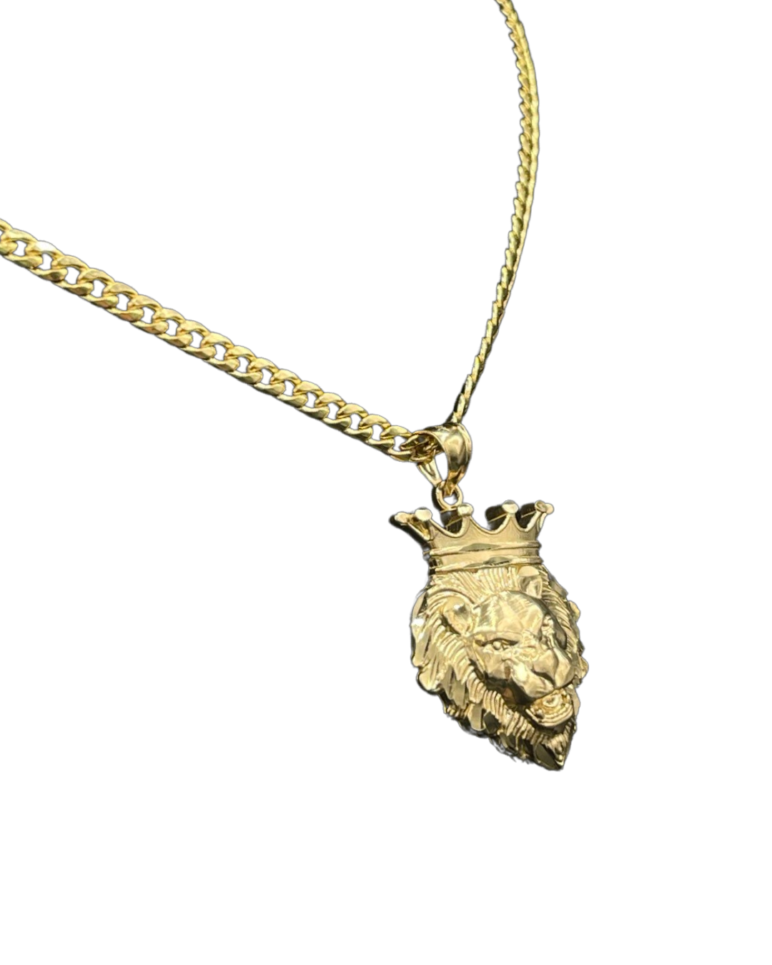 14 Semi  Solid Miami Cuban Chain With Lion Pendant