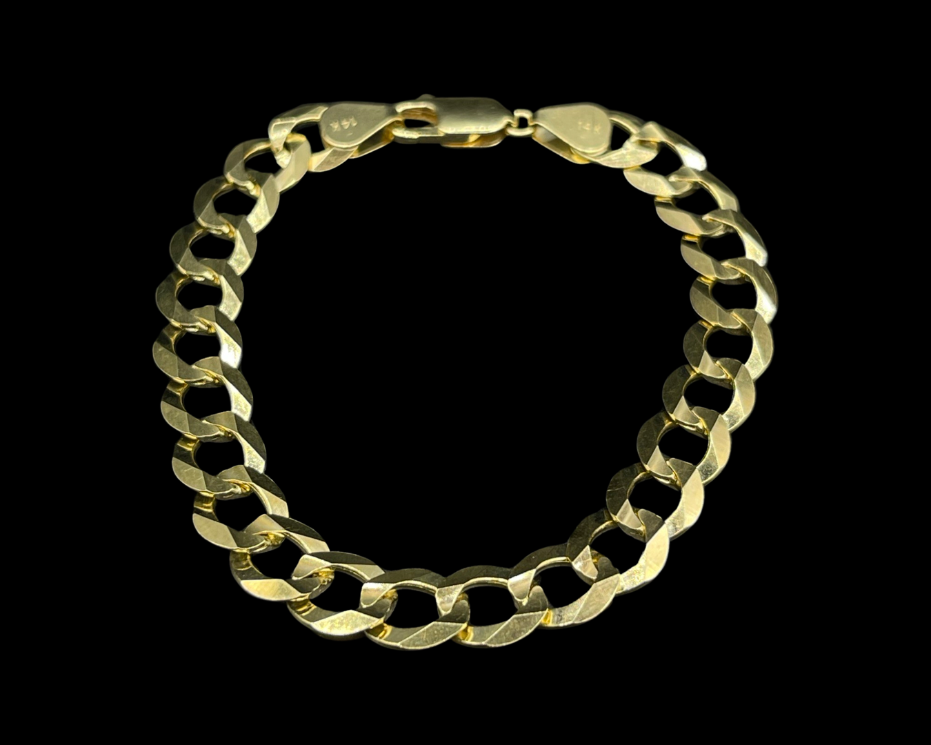 14K Solid Flat Cuban Bracelet 9.5MM